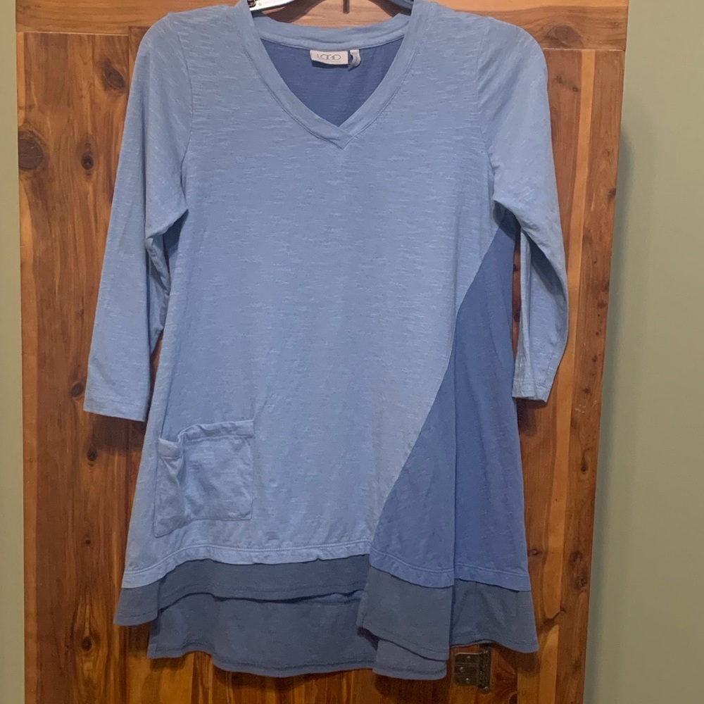 Logo by Lori Goldstein Color Block Top with Ribbed Hem